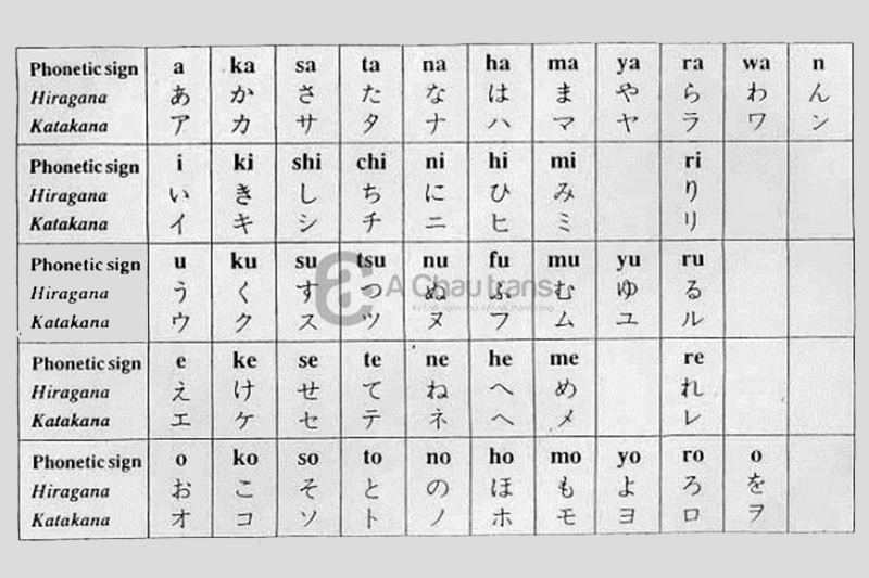Katakana - Bảng chữ biến thể của Hiragana