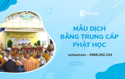 Mẫu dịch bằng trung cấp phật học sang tiếng Anh