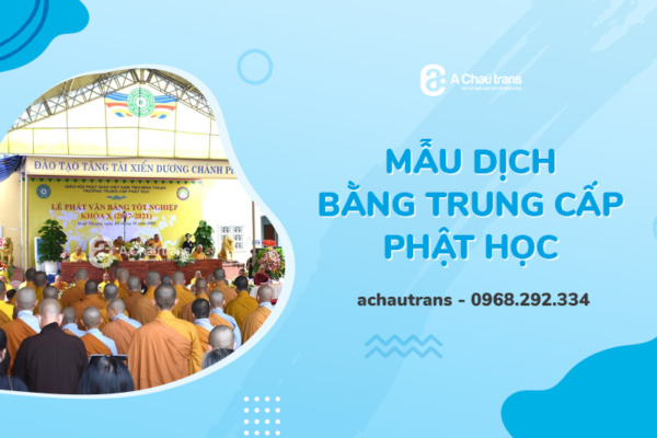 Mẫu dịch bằng trung cấp phật học sang tiếng Anh