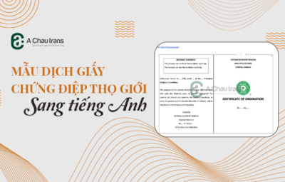 Mẫu dịch Giấy Chứng điệp Thọ Giới sang tiếng Anh