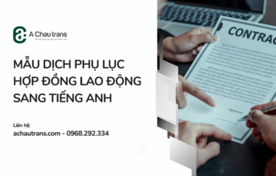 Mẫu dịch Phụ lục Hợp đồng Lao động sang tiếng Anh