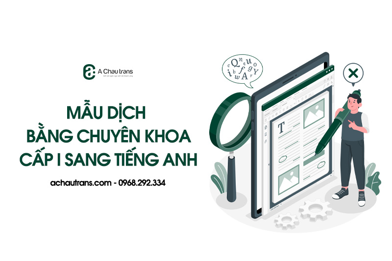 Mẫu dịch Bằng Chuyên khoa cấp 1 sang tiếng Anh, tải miễn phí