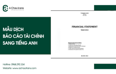 Mẫu dịch báo cáo tài chính sang tiếng Anh