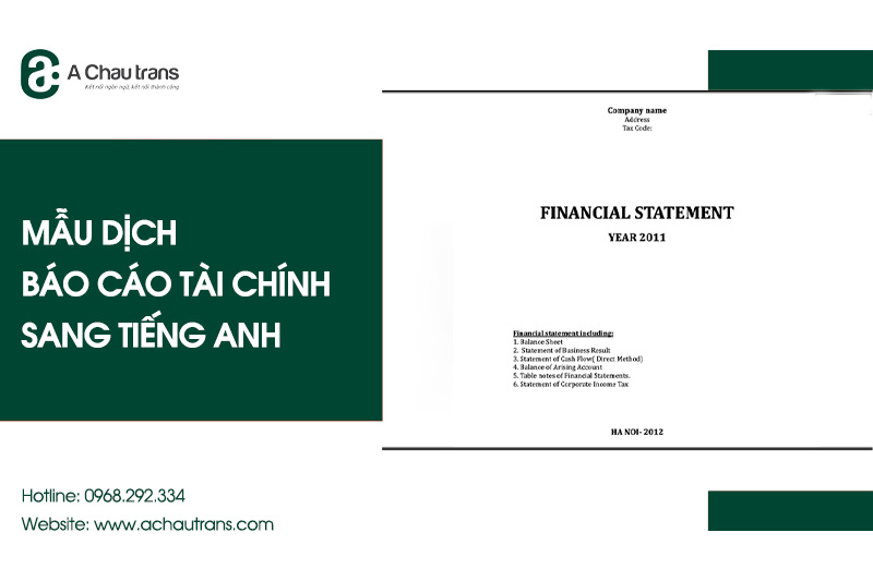 Mẫu dịch báo cáo tài chính sang tiếng Anh