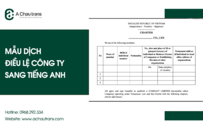 Mẫu dịch điều lệ công ty sang tiếng Anh chuẩn, tải miễn phí