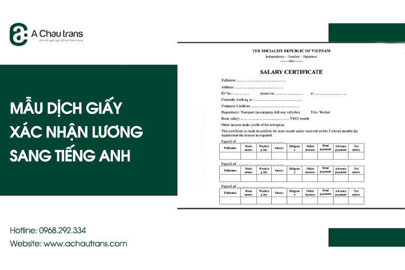 Mẫu dịch giấy xác nhận lương sang tiếng Anh