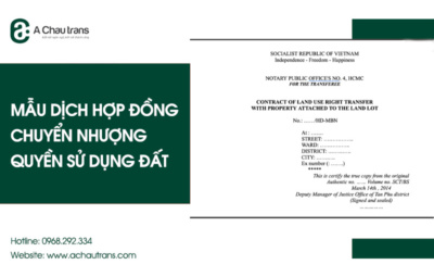 Mẫu dịch hợp đồng chuyển nhượng quyền sử dụng đất sang tiếng Anh